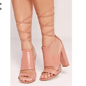 Missguided Tie Ankle Strap Block Heel